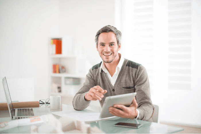 Clinician with tablet